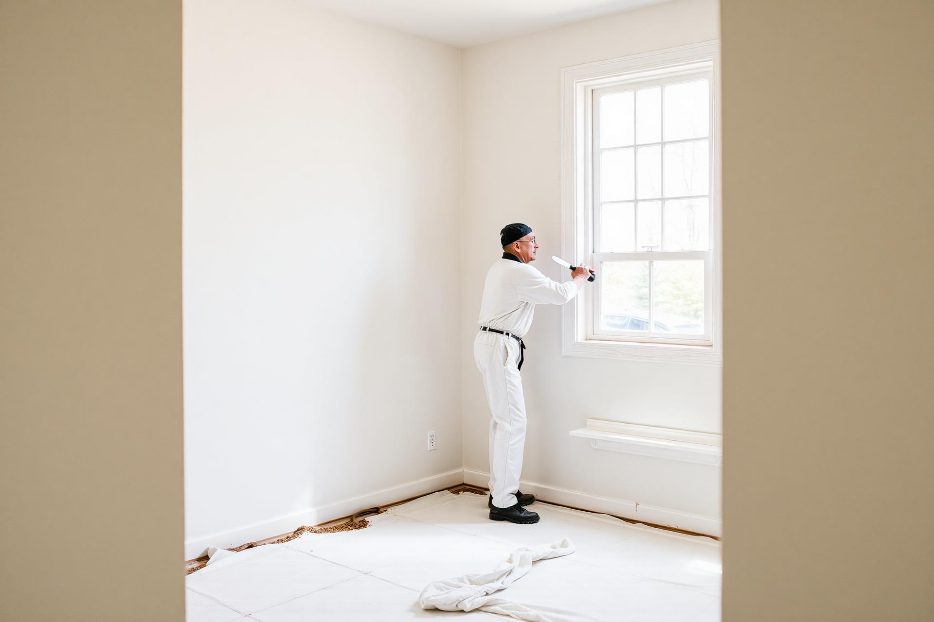 Brampton drywall contractor skim-coating a residential wall